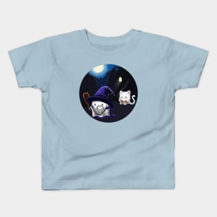 Kawaii Ghosts - A Wizard and his cat Kids T-Shirt